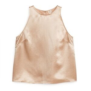 Arket High-Neck Women's Top in Champagne satin size small